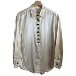 Times Seven Todd Oldham Vintage Silk Satin Fun Button Blouse Ivory S Quirky Twee